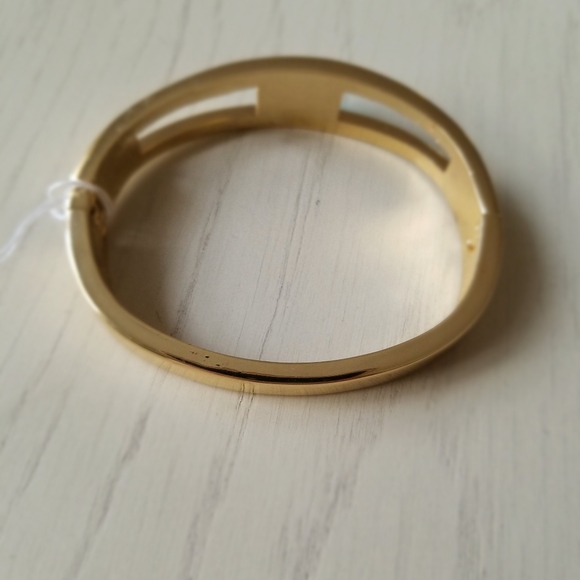 Gold Plated With Blue Stone Studded Bangle - Picture 4 of 4